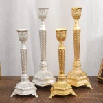 2pc European Style Metal Candlestick Candles Holders Gold Silver Dropshipping Wedding Ramadan Eid Religion Decorations Home 6