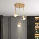 Modern LED Pendant Light Iron Gold Black Minimalist Metal Cage Pendant Lamp Living Room Restaurant Shop Bar Fixture Decoration 3