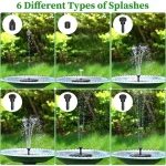 1W/1.5W/2.5W Outdoor Solar Fountain Suitable for Garden Pond Solar Fountain Pump Kit with 6 Nozzles for Garden Decoration 4