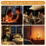 Cordless Rechargeable Portable Table Lamp - 3 Color Dimmable Metal Light for Home & Outdoor 2