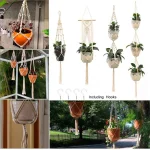 Hanging Plant Handmade Macrame Plant Hanger Flower Pot Planter Hanger Wall Decor Courtyard Garden Hanging Planter Hanging Basket 3