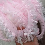 1 Yard Pink Bow Embroidery Lace Fabric Trim DIY Clothing Decoration Accessory 5CM Wide 5