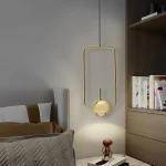 Gold Pendant Light 10W Modern Rectangle Hanging Lamp Adjustable Cord 3.28ft for Dining Room Kitchen, Ceiling Mount Fixture