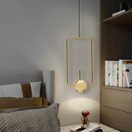 Gold Pendant Light 10W Modern Rectangle Hanging Lamp Adjustable Cord 3.28ft for Dining Room Kitchen, Ceiling Mount Fixture