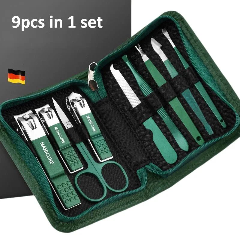 Green 6-18 Pcs Manicure Set With Leather Case Professional Foot And Face Care Tool Kits Stainless Steel Nail Clipper Sets Gift Green 6-18 Pcs Manicure Set With Leather Case Professional Foot And Face Care Tool Kits Stainless Steel Nail Clipper Sets Gift
