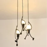 Vintage Iron Little Man Modern Arts Chandelier LED Ceiling Lamp Home Living Room Children Bedroom Decor Black E27 Pendant Lights 4
