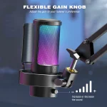 FIFINE USB Microphone for Recording and Streaming on PC and Mac,Headphone Output and Touch-Mute Button,Mic with 3 RGB Modes -A8 6