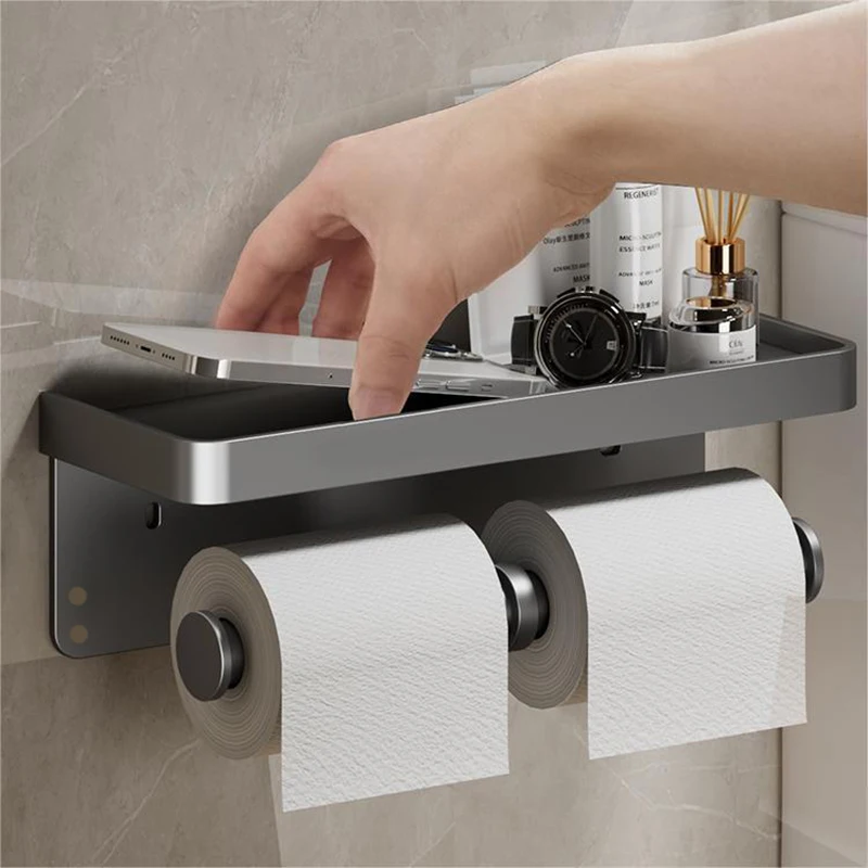 Toilet Paper Holder Wall-Mounted Aluminum Alloy Toilet Paper Holder Tissue Rack Bathroom Tissue Holder Bathroom Accessories Toilet Paper Holder Wall-Mounted Aluminum Alloy Toilet Paper Holder Tissue Rack Bathroom Tissue Holder Bathroom Accessories