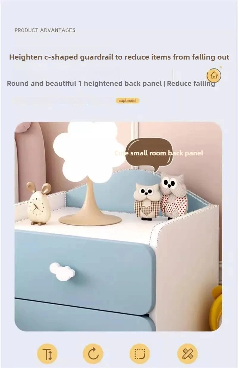 Modern Nightstand with Double Drawers Cute Kid's Bedside Table Multi-Functional White Cabinet for Girls' Bedrooms Modern Nightstand with Double Drawers Cute Kid's Bedside Table Multi-Functional White Cabinet for Girls' Bedrooms