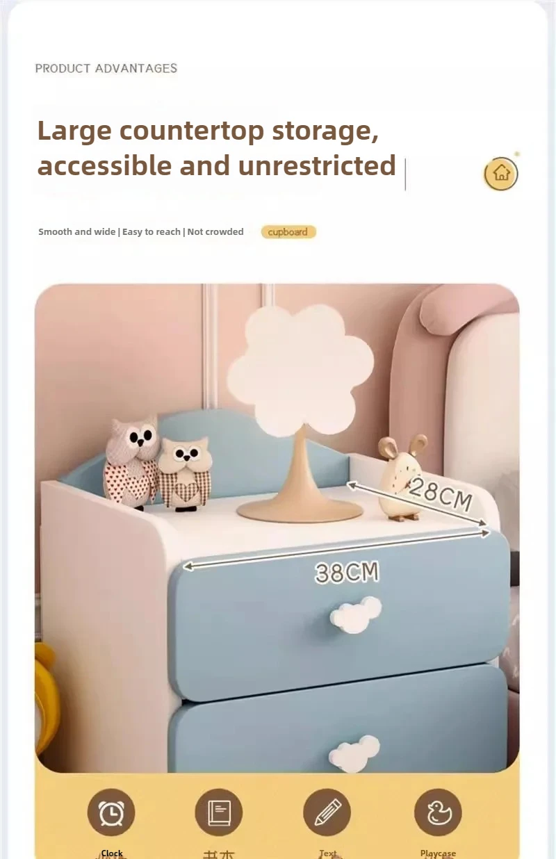 Modern Nightstand with Double Drawers Cute Kid's Bedside Table Multi-Functional White Cabinet for Girls' Bedrooms Modern Nightstand with Double Drawers Cute Kid's Bedside Table Multi-Functional White Cabinet for Girls' Bedrooms