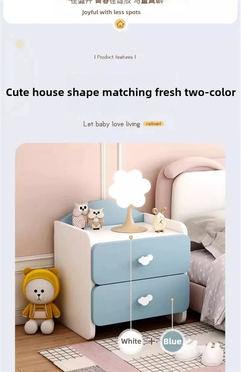 Modern Nightstand with Double Drawers Cute Kid's Bedside Table Multi-Functional White Cabinet for Girls' Bedrooms Modern Nightstand with Double Drawers Cute Kid's Bedside Table Multi-Functional White Cabinet for Girls' Bedrooms