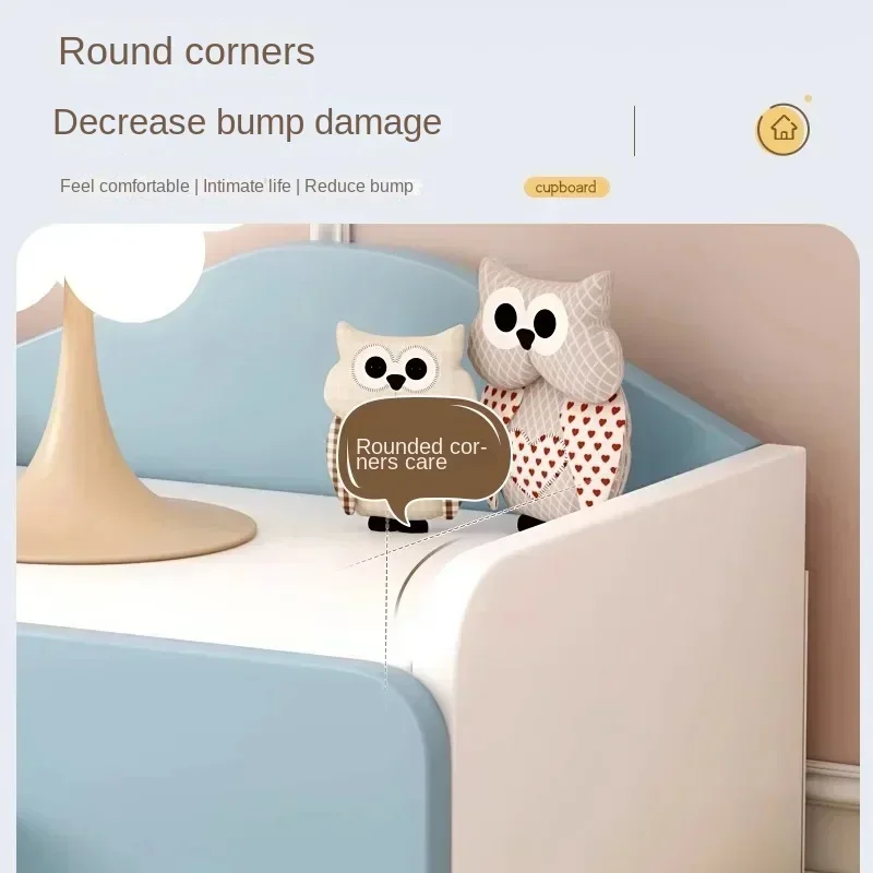 Modern Nightstand with Double Drawers Cute Kid's Bedside Table Multi-Functional White Cabinet for Girls' Bedrooms
