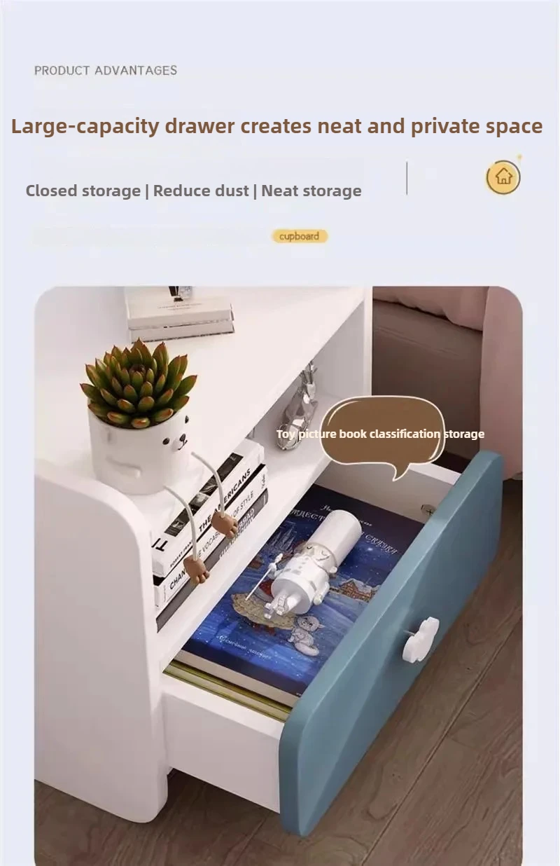 Modern Nightstand with Double Drawers Cute Kid's Bedside Table Multi-Functional White Cabinet for Girls' Bedrooms Modern Nightstand with Double Drawers Cute Kid's Bedside Table Multi-Functional White Cabinet for Girls' Bedrooms