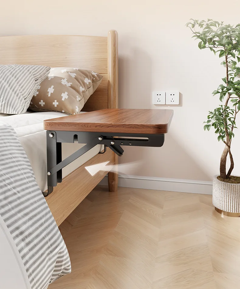 Foldable Bed Side Table Tray Organizer,Clip On Nightstand Bed Side Table Storage for Adult Kids,Bedside Shelf Desk Organizer