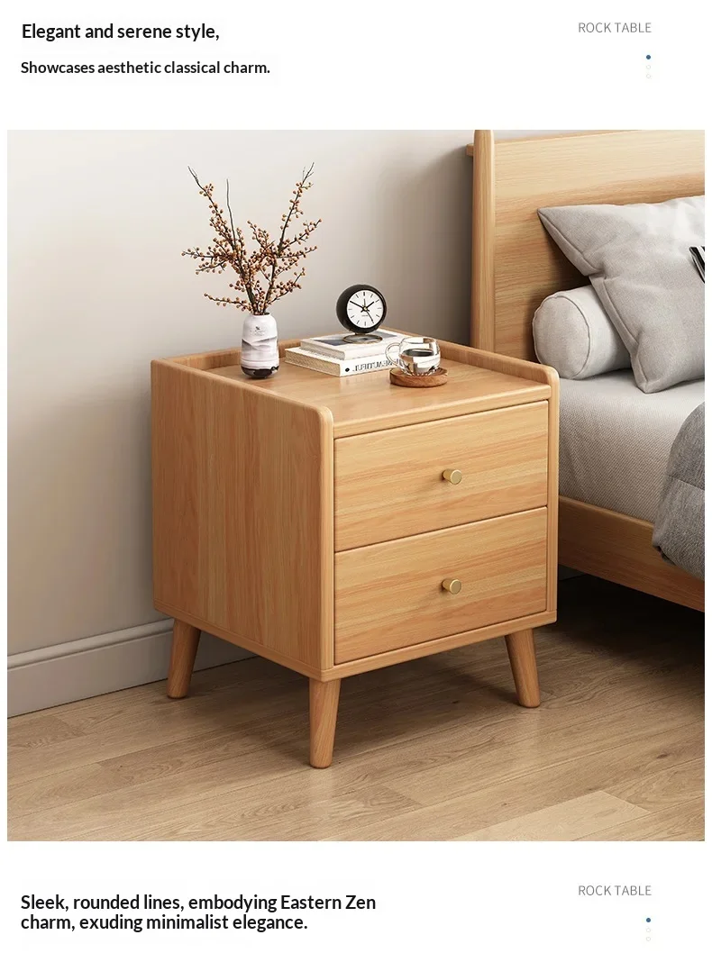 Modern New Chinese Style Nightstand - Narrow Solid Wood Bedside Table with Storage Drawer, Minimalist Bedroom Furniture Modern New Chinese Style Nightstand - Narrow Solid Wood Bedside Table with Storage Drawer, Minimalist Bedroom Furniture