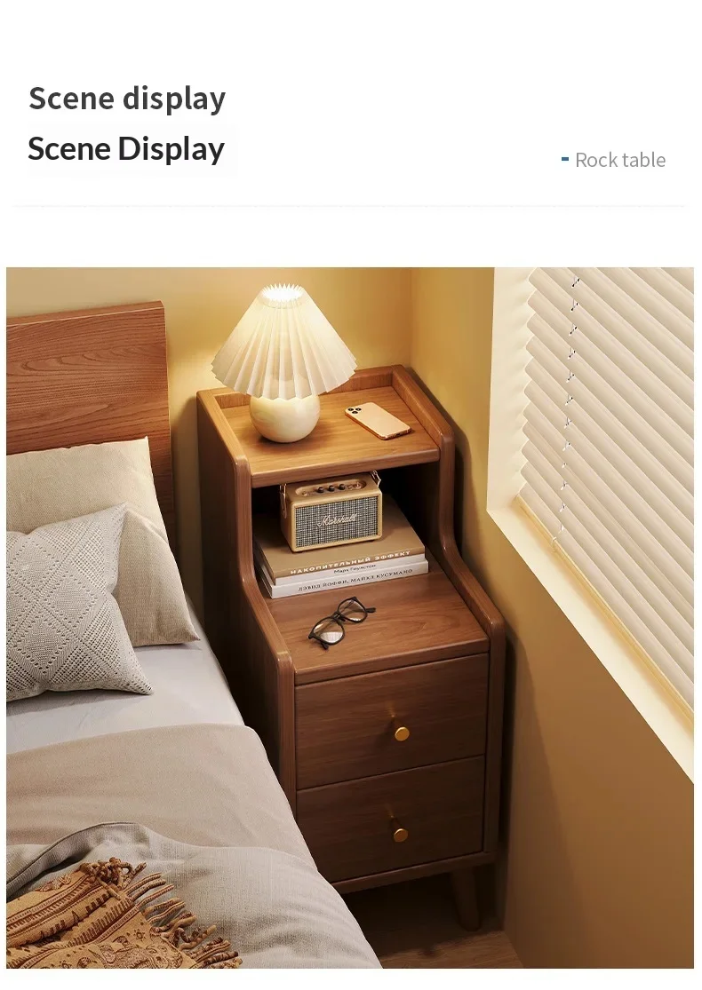 Modern New Chinese Style Nightstand - Narrow Solid Wood Bedside Table with Storage Drawer, Minimalist Bedroom Furniture Modern New Chinese Style Nightstand - Narrow Solid Wood Bedside Table with Storage Drawer, Minimalist Bedroom Furniture