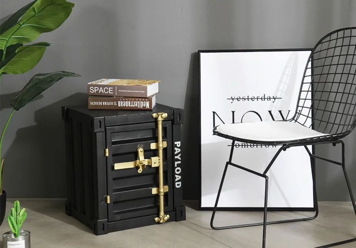 Industrial Container Nightstand - Vintage Storage Cabinet, Rustic Bedside Table, Distressed Metal & Dresser, Unique Home Decor