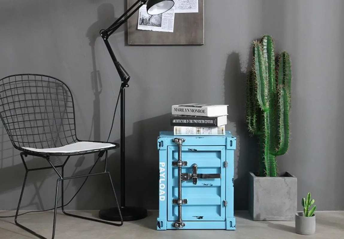 Industrial Container Nightstand - Vintage Storage Cabinet, Rustic Bedside Table, Distressed Metal & Dresser, Unique Home Decor
