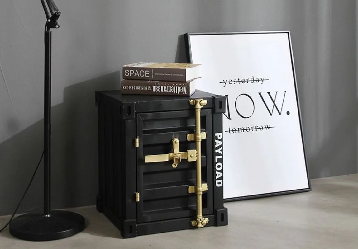 Industrial Container Nightstand - Vintage Storage Cabinet, Rustic Bedside Table, Distressed Metal & Dresser, Unique Home Decor
