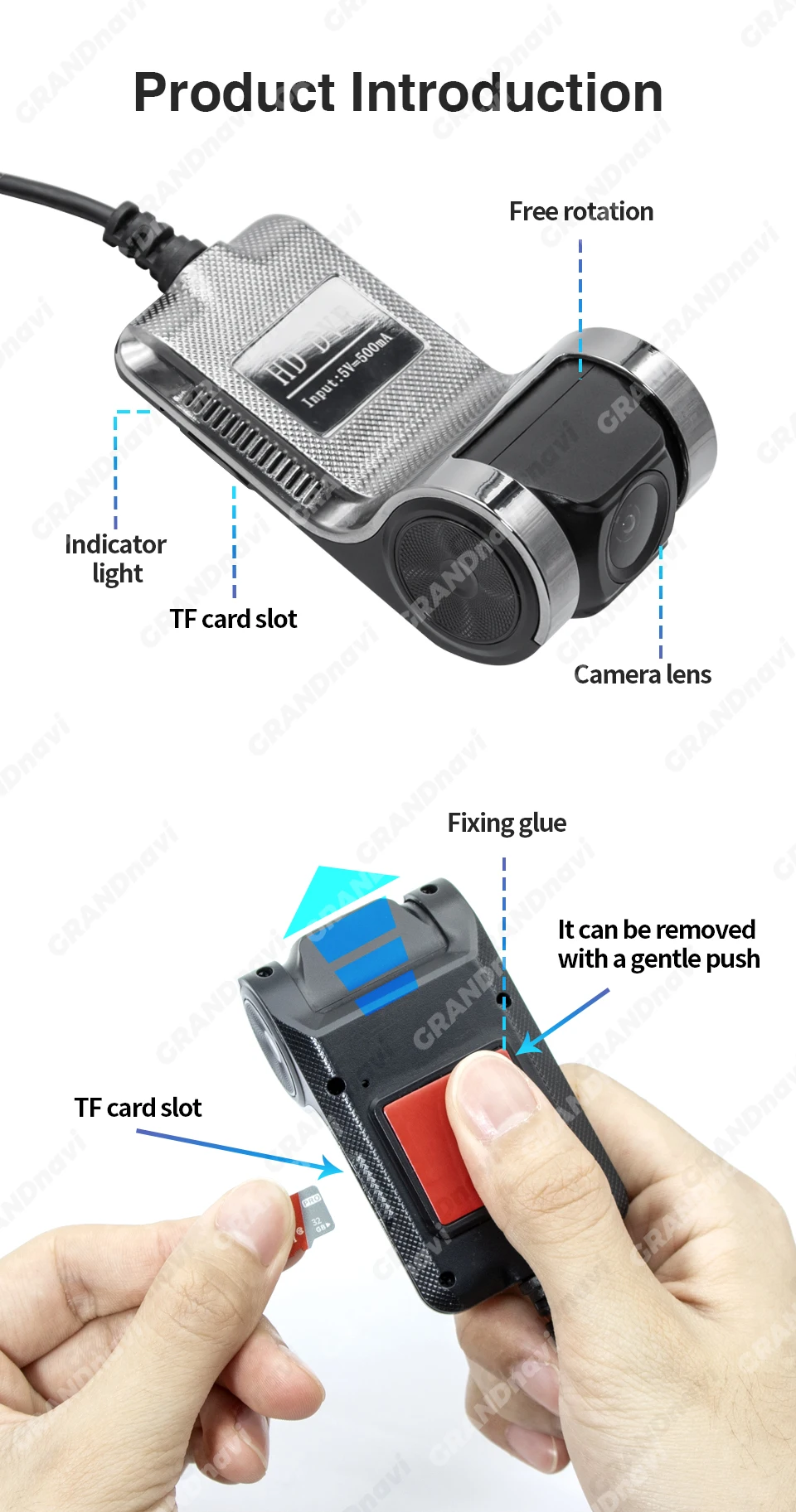 Grandnavi HD Car DVR Dash Cam ADAS Video 720P USB TF Card 16G/32G Auto Recorder for Android Multimedia Player DVD Voice Alarm Grandnavi HD Car DVR Dash Cam ADAS Video 720P USB TF Card 16G/32G Auto Recorder for Android Multimedia Player DVD Voice Alarm