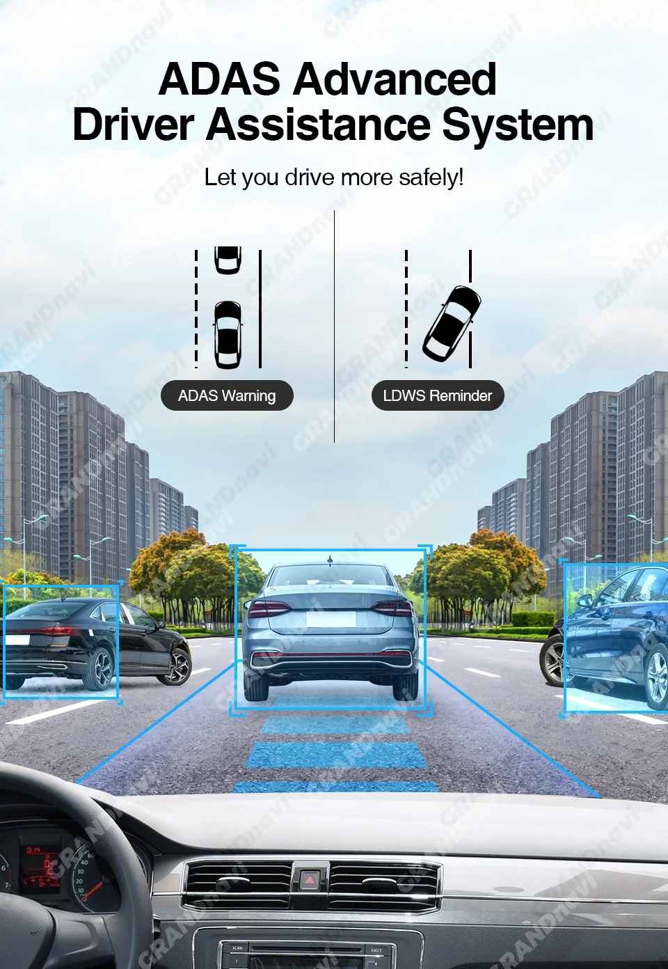 Grandnavi HD Car DVR Dash Cam ADAS Video 720P USB TF Card 16G/32G Auto Recorder for Android Multimedia Player DVD Voice Alarm Grandnavi HD Car DVR Dash Cam ADAS Video 720P USB TF Card 16G/32G Auto Recorder for Android Multimedia Player DVD Voice Alarm