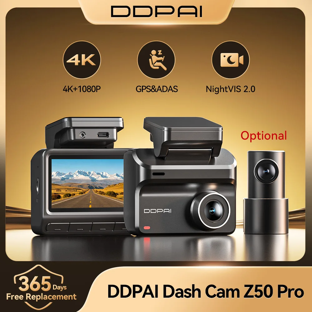 DDPAI Dash Cam Z50 Pro 4K UHD 3"IPS Display Built-in GPS ADAS Dual-channel Car DVR Wi-Fi 24H Parking Monitor Dash Car Camera