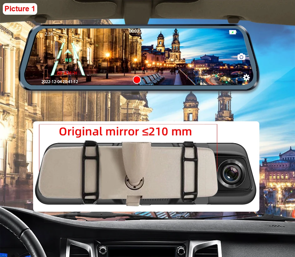 E-ACE 2K Car DVR WIFI GPS Stream Media Mirror Optional 1080P Car Video Camera Night Vision Loop Recording 24H Parking Black Box