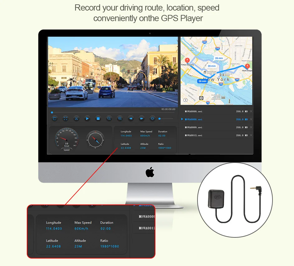 E-ACE 2K Car DVR WIFI GPS Stream Media Mirror Optional 1080P Car Video Camera Night Vision Loop Recording 24H Parking Black Box
