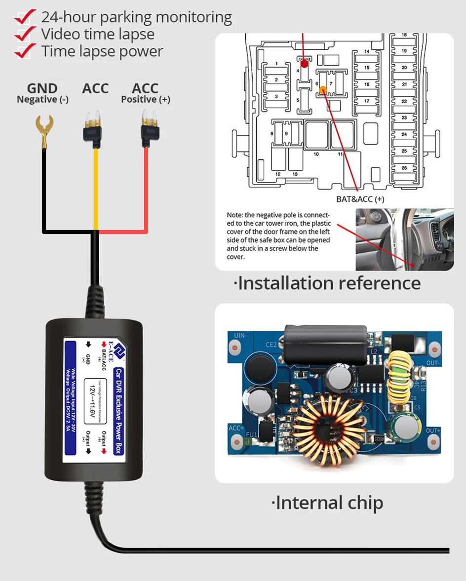 E-ACE 2K Car DVR WIFI GPS Stream Media Mirror Optional 1080P Car Video Camera Night Vision Loop Recording 24H Parking Black Box