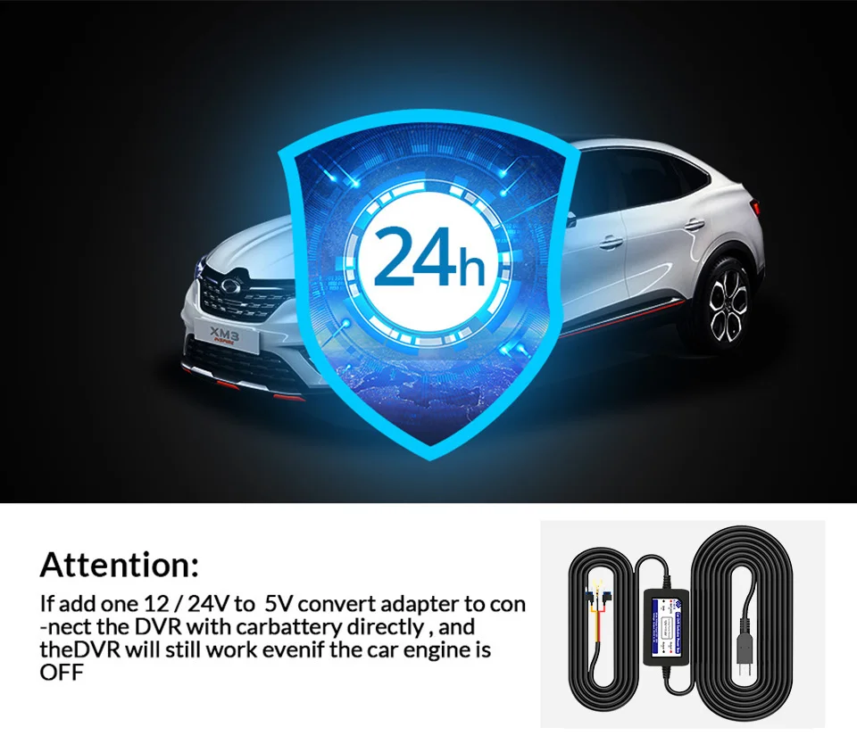 E-ACE 2K Car DVR WIFI GPS Stream Media Mirror Optional 1080P Car Video Camera Night Vision Loop Recording 24H Parking Black Box