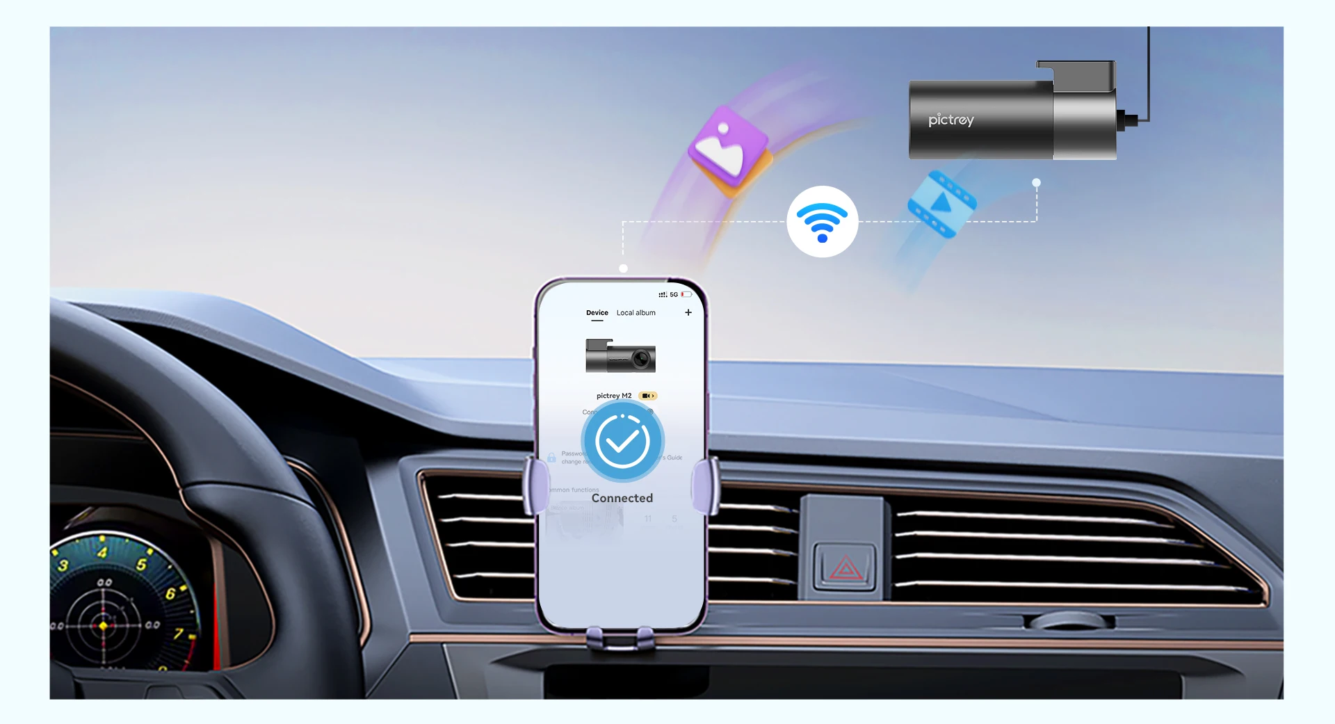 Pictrey M2 2K Dash Cam 330° Rotatable Car DVR Support Night Vision Smart Voice Control 24H Parking Monitor