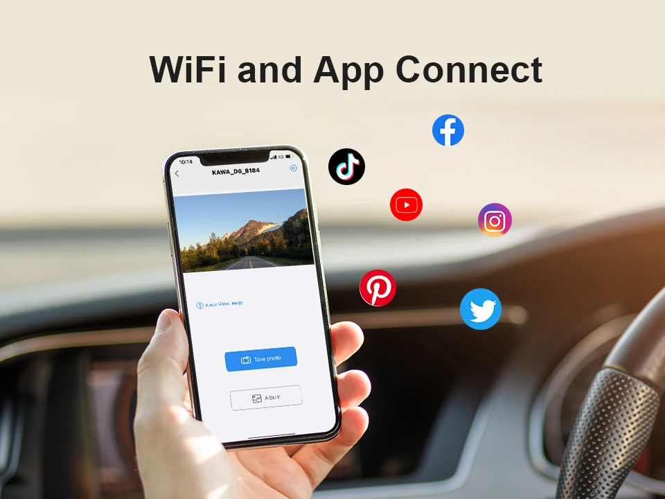 1440P KAWA Car DVR D6 Dash Cam 2K Video Recorder WiFi/App/Voice Control Dash Camera WDR G sensor Night Vision Hidden Dashcam