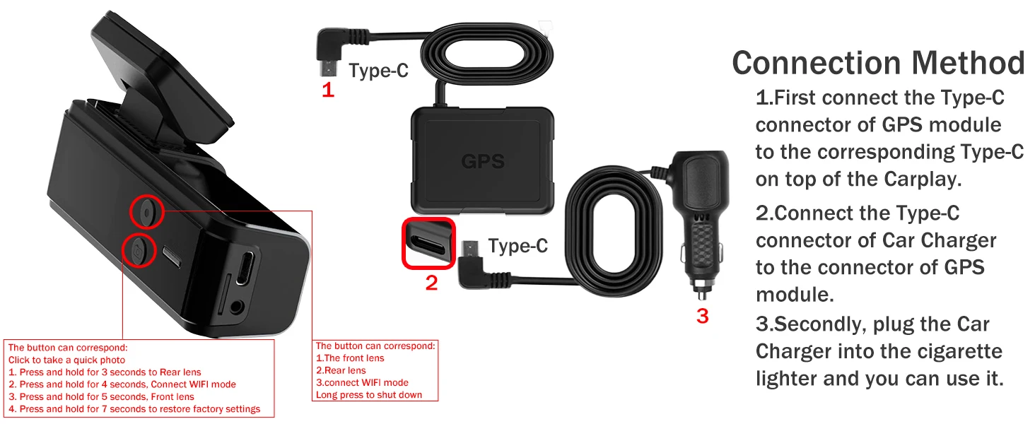 Aprilboy 4K WIFI Dash Cam 2160P Car DVR Support front & rear lens Auto Car Camera with Night Vision G-Sensor 24H Parking Monitor