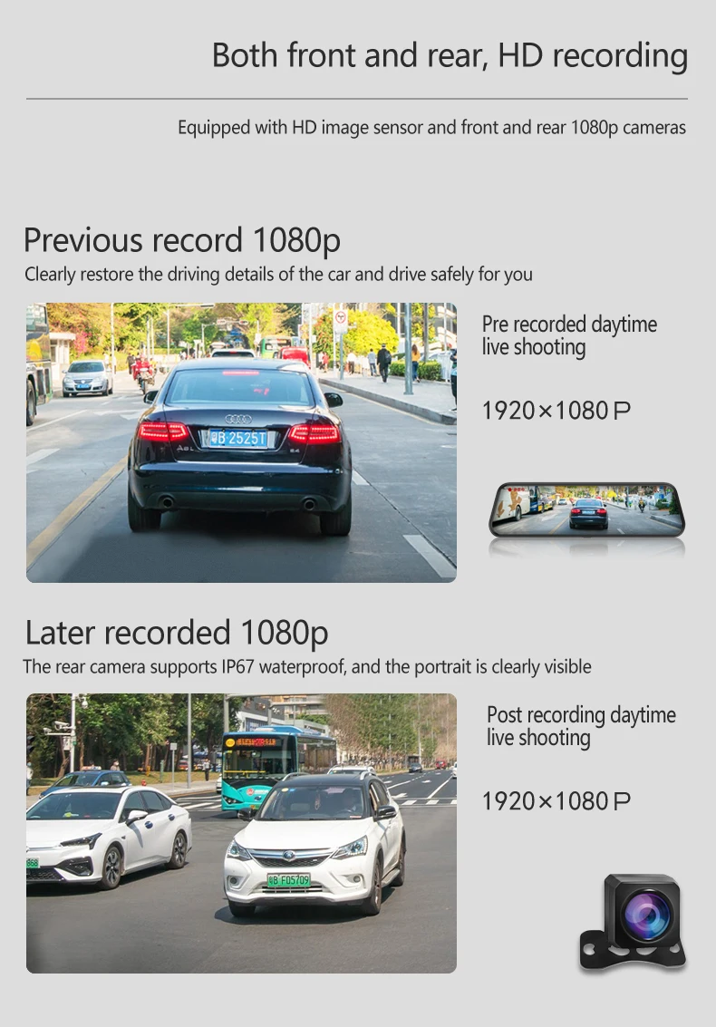 10-inch for Car Touch Screen Video Recorder Rearview mirror Dash Cam Front and Rear Camera Mirror DVR (Rear camera optional) 10-inch for Car Touch Screen Video Recorder Rearview mirror Dash Cam Front and Rear Camera Mirror DVR (Rear camera optional)