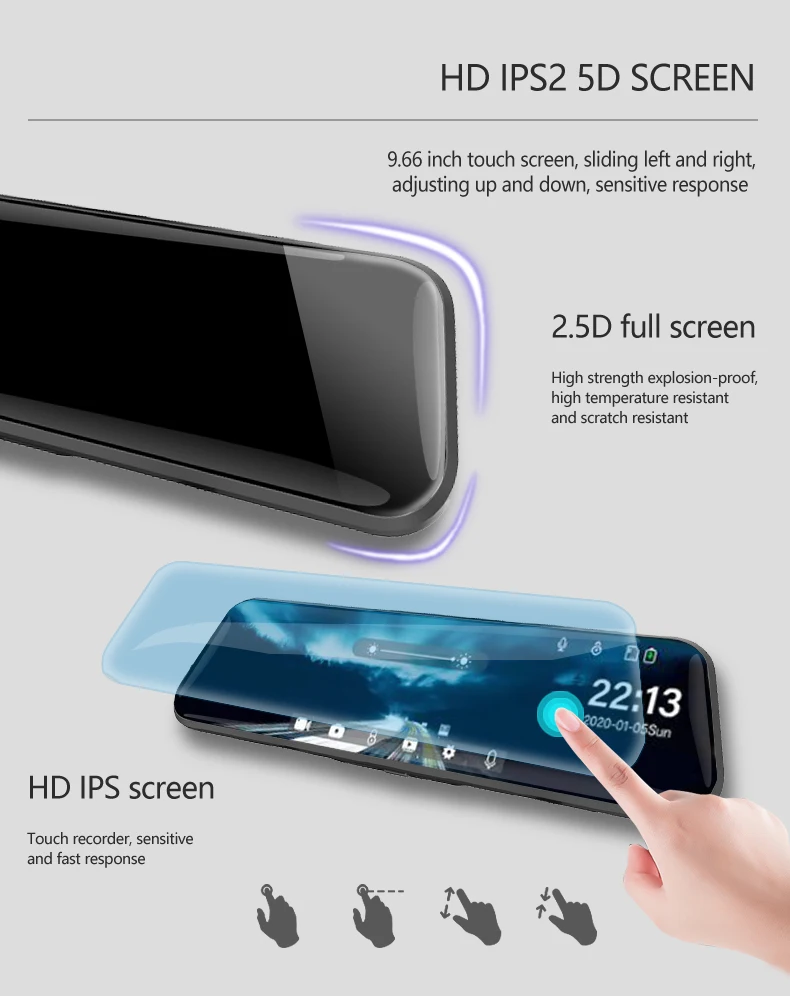 10-inch for Car Touch Screen Video Recorder Rearview mirror Dash Cam Front and Rear Camera Mirror DVR (Rear camera optional) 10-inch for Car Touch Screen Video Recorder Rearview mirror Dash Cam Front and Rear Camera Mirror DVR (Rear camera optional)