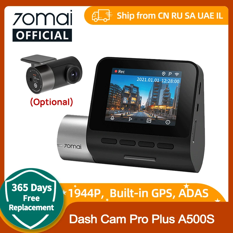 70mai Dash Cam Pro Plus A500S 1944P ADAS GPS Camera 70mai Front Cam A500S 140FOV Car DVR 24H Parking Support Rear Interior Cam