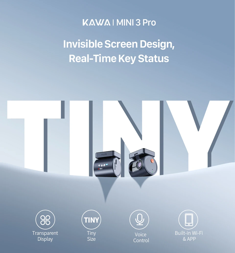 2K KAWA MINI 3 Pro Cameras for Car DVR Tiny Dash Cam 24 Parking Auto Video Recorder WiFi APP Voice Control Car dashcam