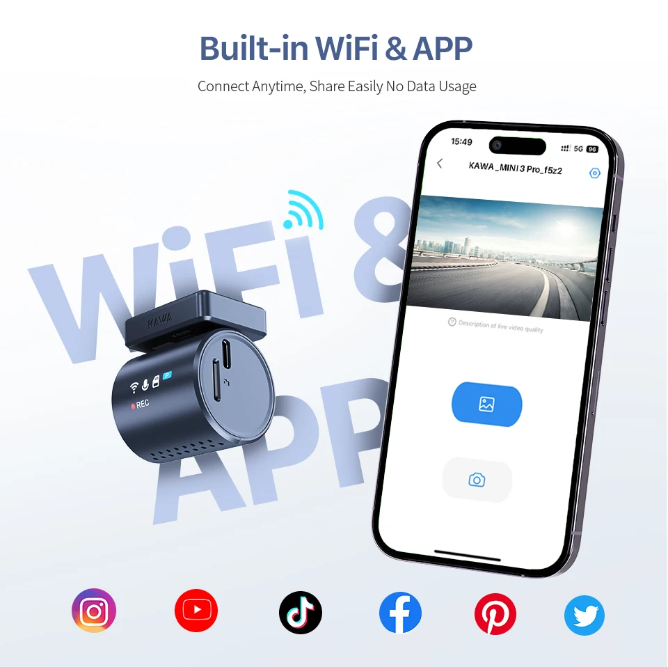 2K KAWA MINI 3 Pro Cameras for Car DVR Tiny Dash Cam 24 Parking Auto Video Recorder WiFi APP Voice Control Car dashcam