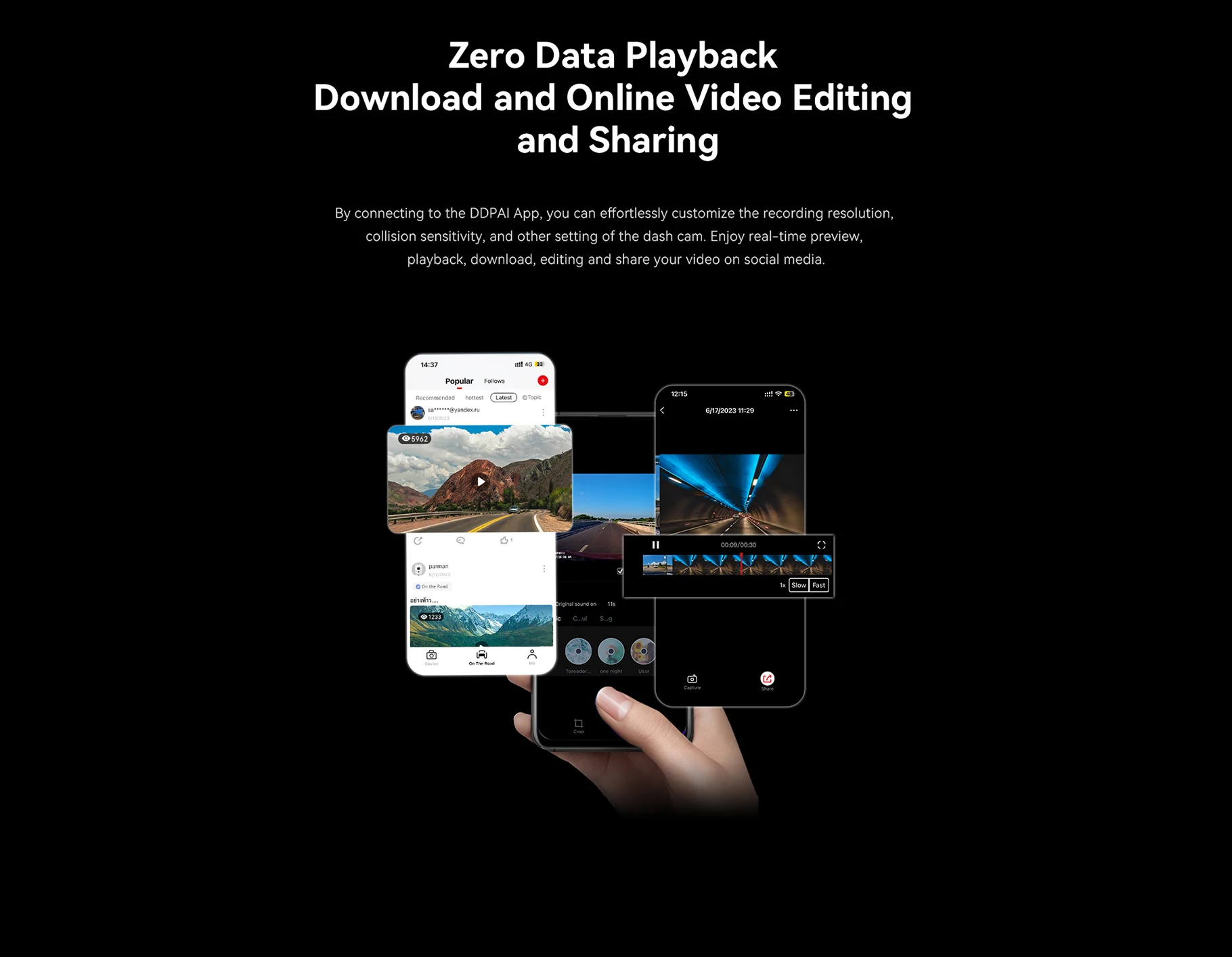 DDPAI Dash Cam  N1 Dual Front & Rear Recording NightVIS 1296P Dash Cam Recorder Car DVR   App Control