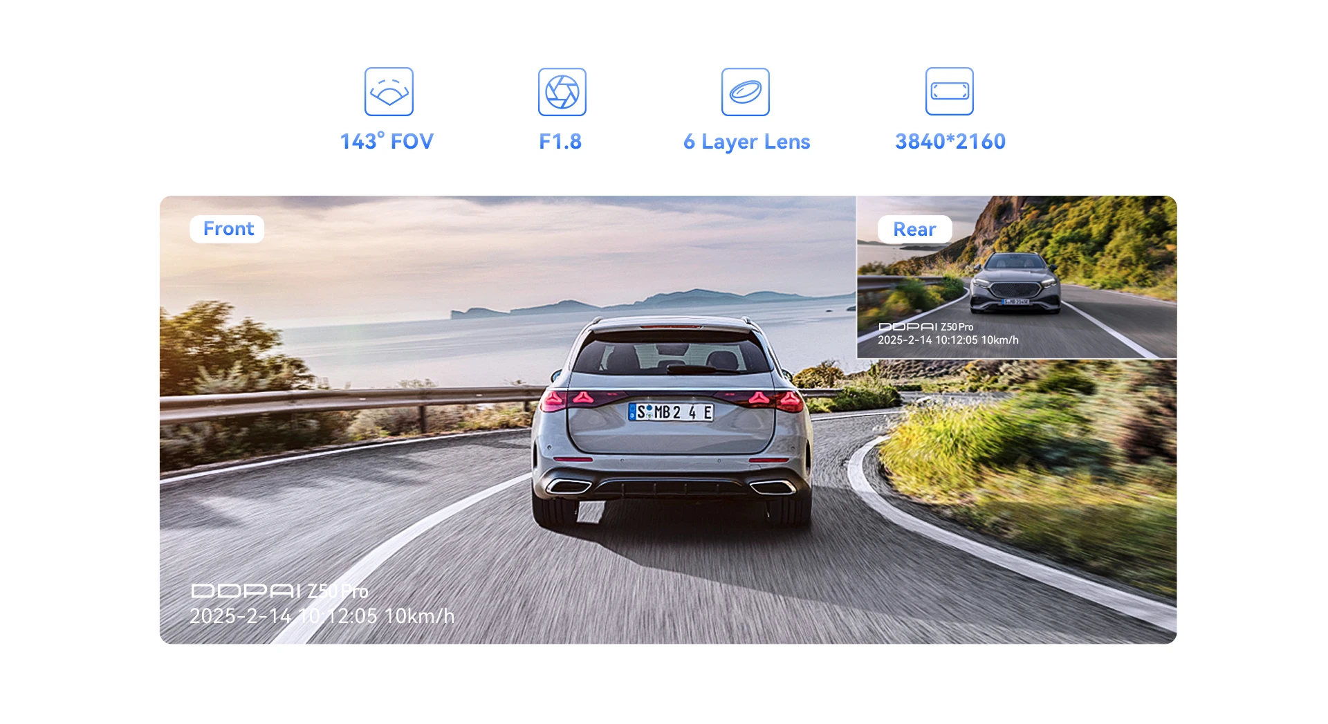 DDPAI Z50 Pro Dash Cam 4K Car DVR Night Vision 5GHz Wi-Fi GPS ADAS 24h Parking mode Front and Rear Camera DDPAI Z50 Pro Dash Cam 4K Car DVR Night Vision 5GHz Wi-Fi GPS ADAS 24h Parking mode Front and Rear Camera