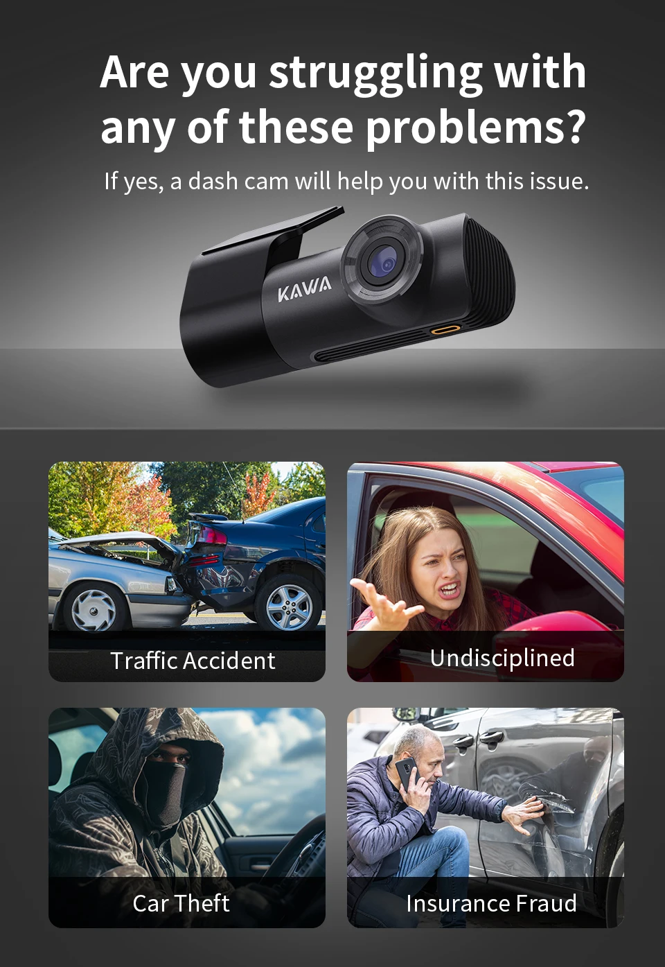 2K Dash Camera For Car DVR Dash Cam In The Car KAWA D5 Video Recorder Emergency Voice Control Night Vision WiFi APP Monitor WDR 2K Dash Camera For Car DVR Dash Cam In The Car KAWA D5 Video Recorder Emergency Voice Control Night Vision WiFi APP Monitor WDR
