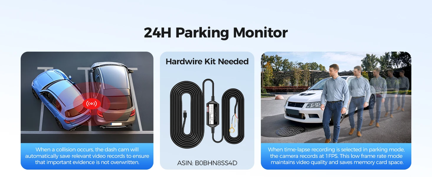 AZDOME Dash Cam M300S 4K+1080P Dual Dash Car Camera Built-in WiFi GPS ADAS Car DVR 24H Parking Mode Night Vision Black Box