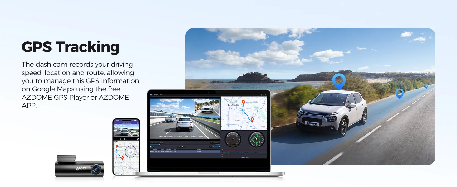 AZDOME Dash Cam M300S 4K+1080P Dual Dash Car Camera Built-in WiFi GPS ADAS Car DVR 24H Parking Mode Night Vision Black Box