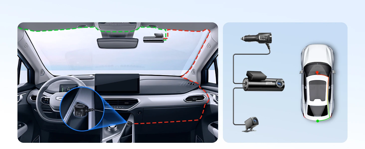 AZDOME Dash Cam M300S 4K+1080P Dual Dash Car Camera Built-in WiFi GPS ADAS Car DVR 24H Parking Mode Night Vision Black Box