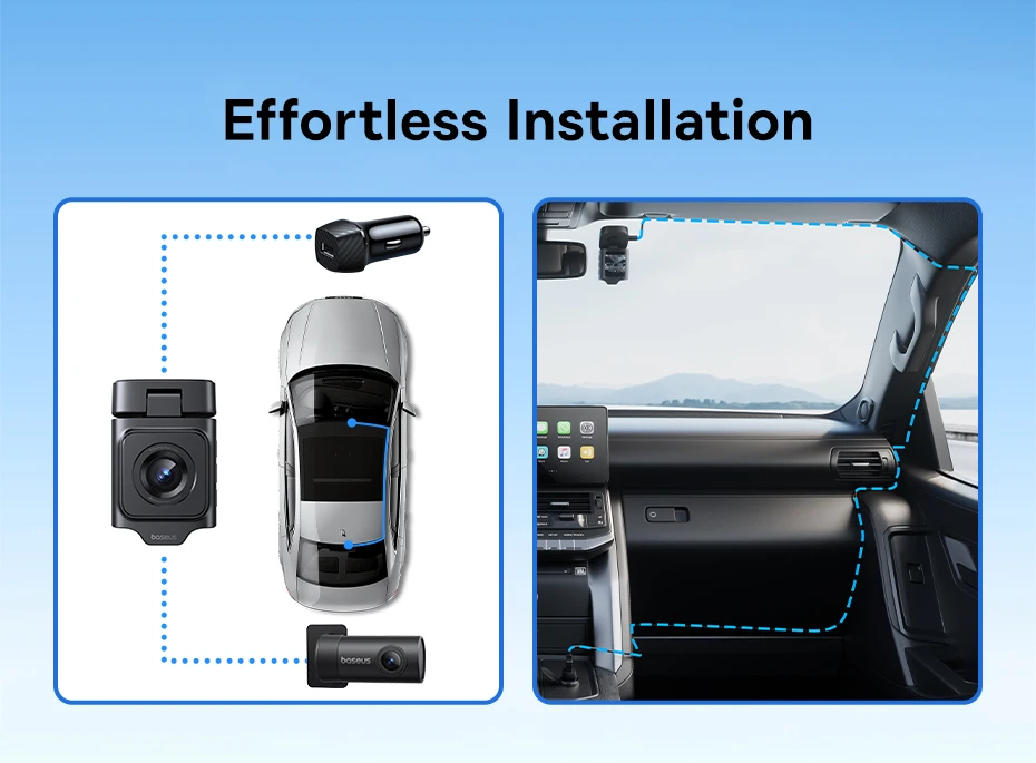 Baseus 3K Dash Cam VD1 Front and Rear Cam HD Built-in GPS Galileo Supercapacitor Car DVR Car Camera Recorder Support 24H Parking