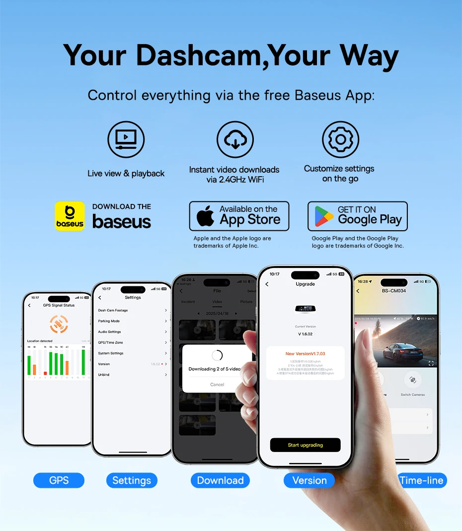 Baseus 3K Dash Cam VD1 Front and Rear Cam HD Built-in GPS Galileo Supercapacitor Car DVR Car Camera Recorder Support 24H Parking