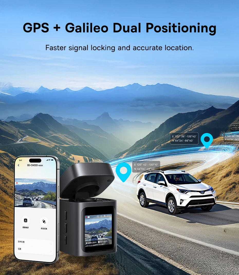 Baseus 3K Dash Cam VD1 Front and Rear Cam HD Built-in GPS Galileo Supercapacitor Car DVR Car Camera Recorder Support 24H Parking