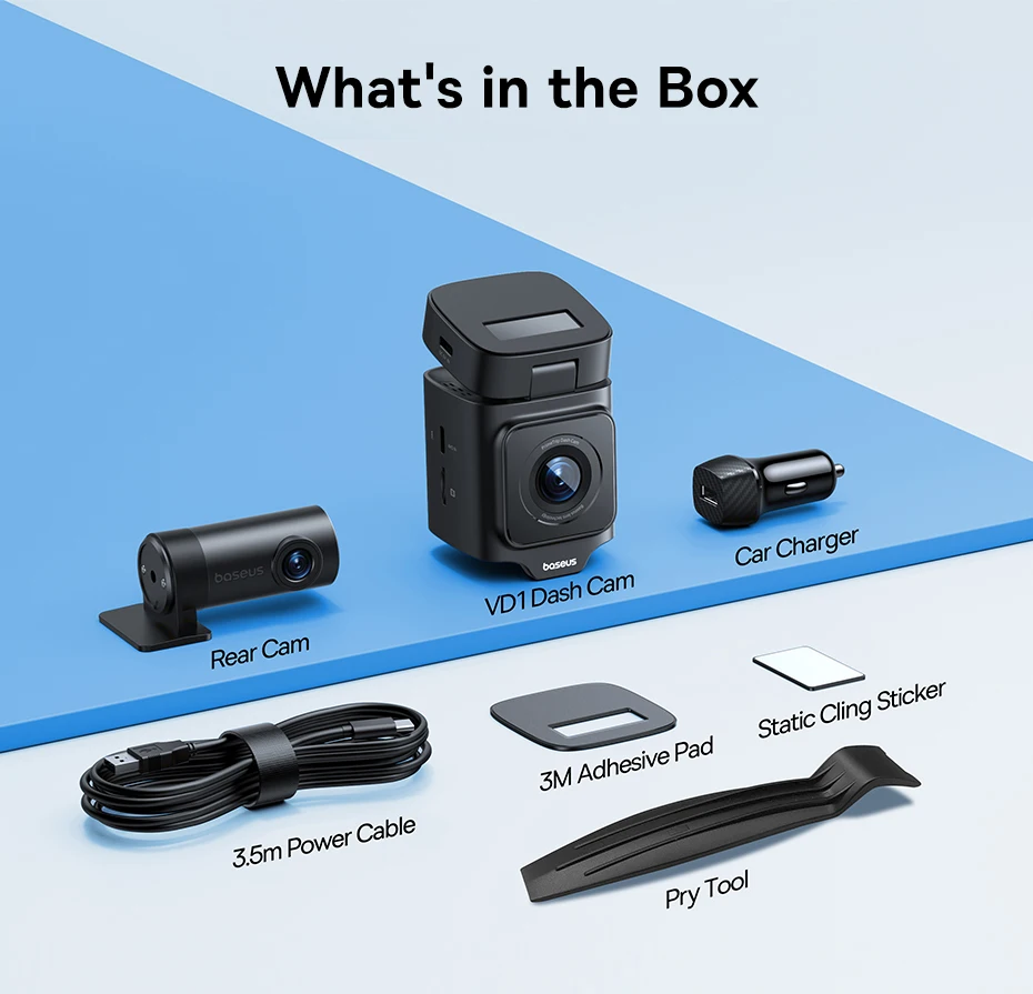 Baseus 3K Dash Cam VD1 Front and Rear Cam HD Built-in GPS Galileo Supercapacitor Car DVR Car Camera Recorder Support 24H Parking