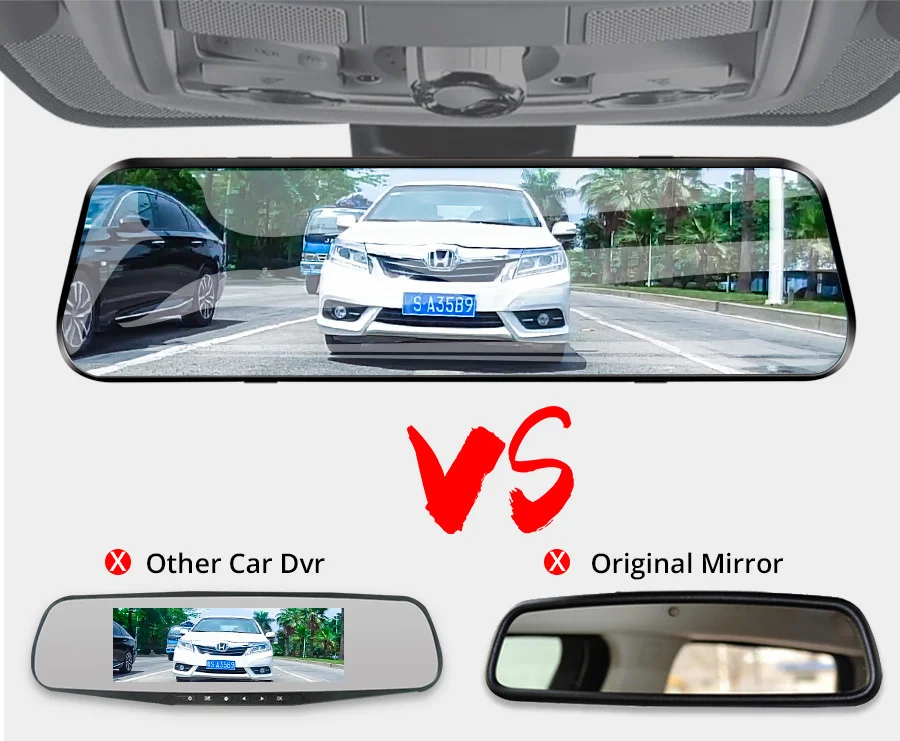 10 Inch Car DVR Car Touch Screen video Recorder Dual 1080P Rearview Mirror Front and Rear HD Night Vision Camera Mirror