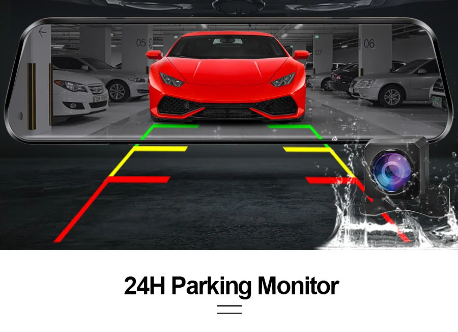 10 Inch Car DVR Car Touch Screen video Recorder Dual 1080P Rearview Mirror Front and Rear HD Night Vision Camera Mirror